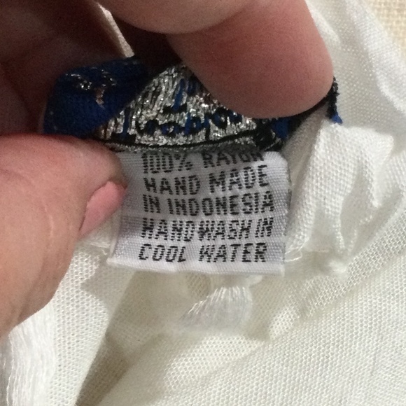 Tropical Tanlines Watercolor Blue & White Floral Wrap Cover Up - Picture 5 of 9